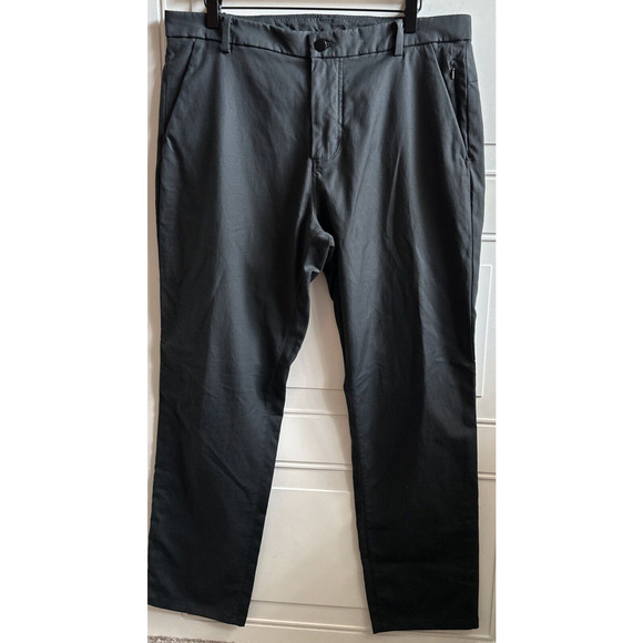 Lululemon Pant Men Gray Commission Classic Warpstreme Chino Flat Front 36X30 Dad - Picture 1 of 15